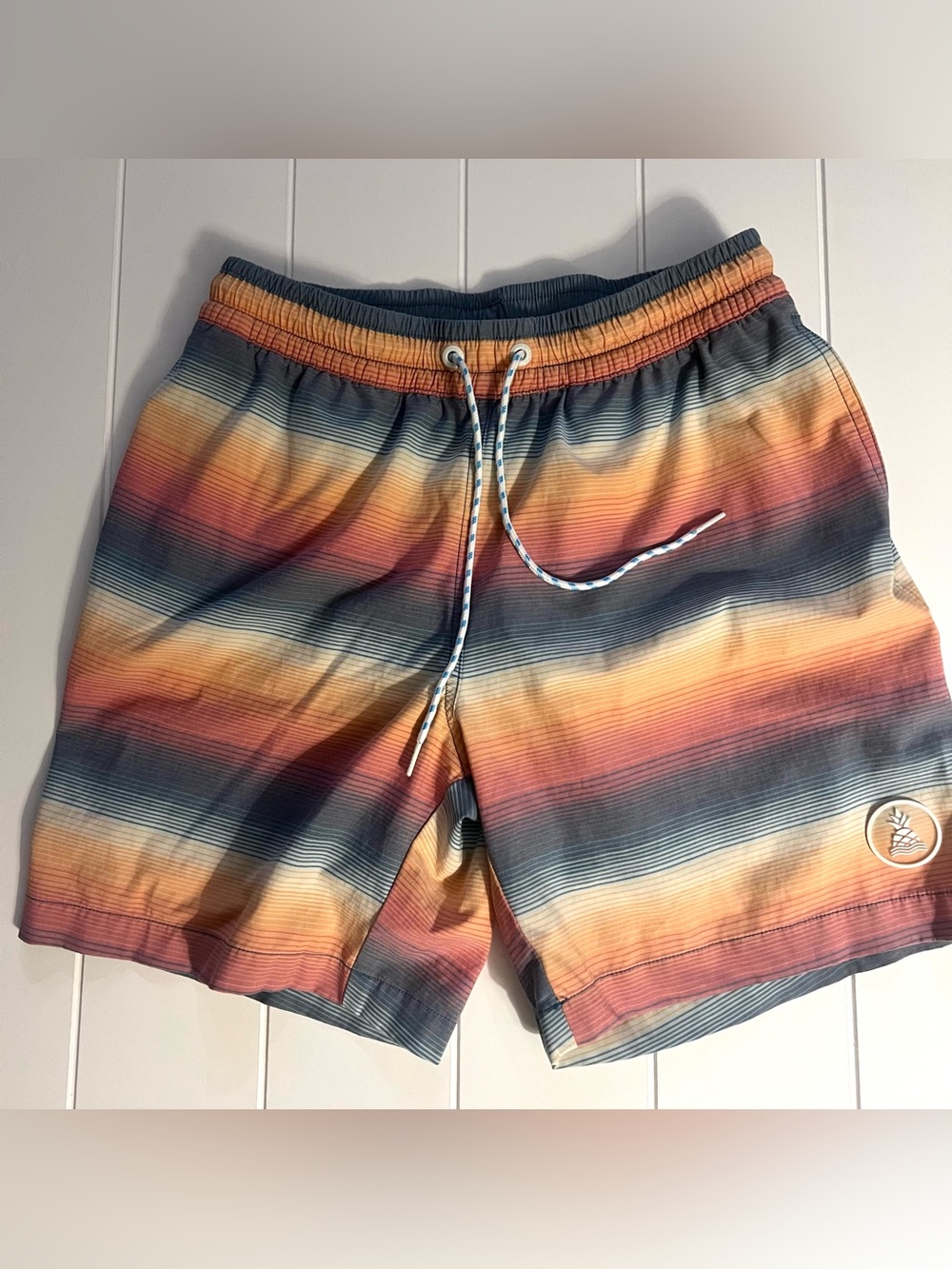 Chubbies Men’s Swim Trunks Small 7 Inch Inseam Sunset Stripe Lined S